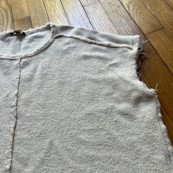 Papermoon Size S Oatmeal Fringed 100% Cotton Sleeveless Shirt - Picture 9 of 12